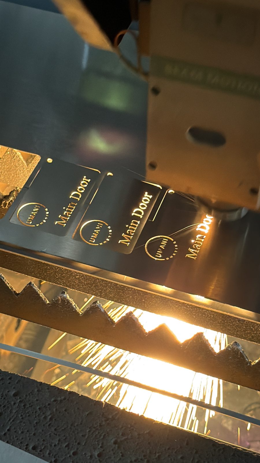 Laser-engraved signage lettering